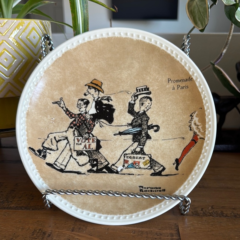 Norman Rockwell Vintage Art Plate - Brown and Black
